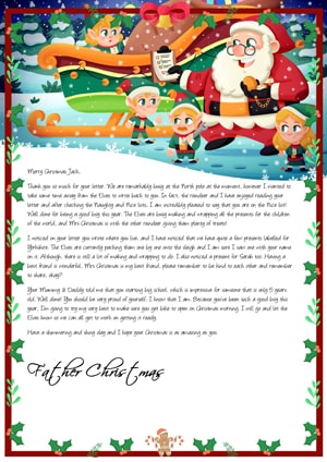 Letter From Santa - Santa, the elves and the sleigh