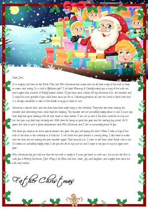 Santa preparing presents in his sack - Personalised Santa Letter Background