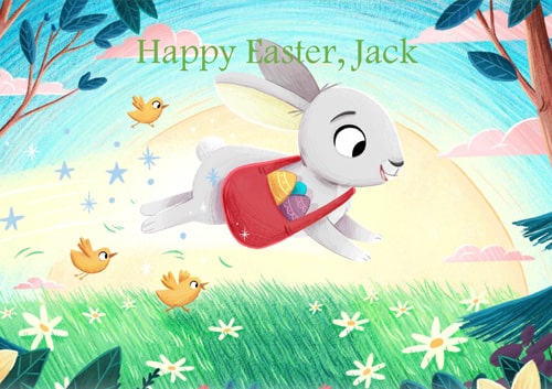 Letter From Santa - Easter - Postcard Rabbit Jumping