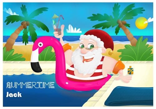 Santa Flamingo Holiday Postcard - Personalised Santa Postcard Background