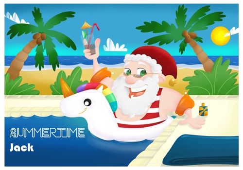 Santa Unicorn Holiday Postcard - Personalised Santa Postcard Background
