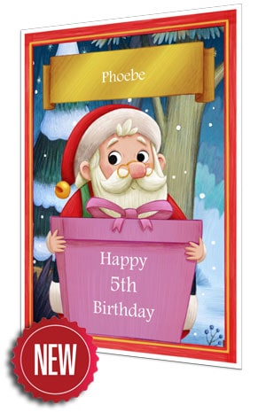 Pink Personalised Birthday Card From Santa