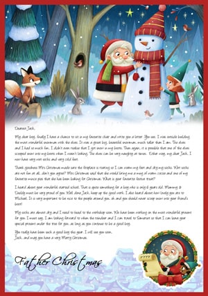 Santa, the snowman, the elves - Personalised Santa Letter Background