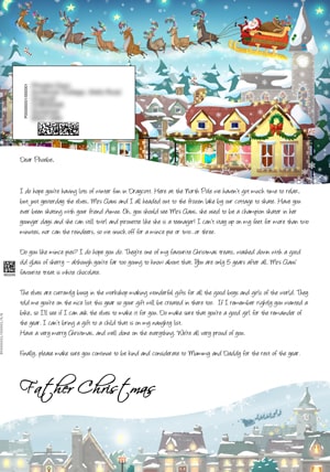 Letter From Santa - Santa High Flying Above Village