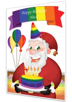 Rainbow Personalised Birthday Card From Santa