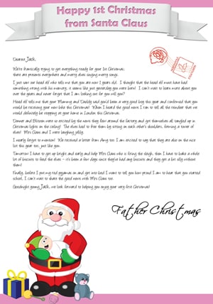 1st Christmas - Pink - Personalised Santa Letter Background