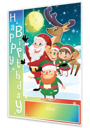 Rainbow Personalised Birthday Card From Santa