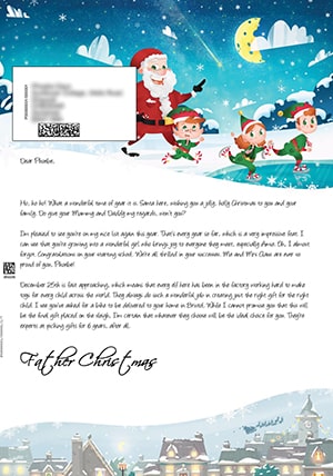 Letter From Santa - Santa outside with elves skating